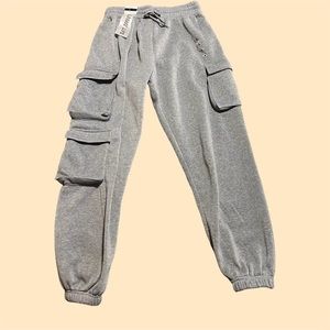 Grey Cozy Boyfriend Cargo Joggers / sweatpants